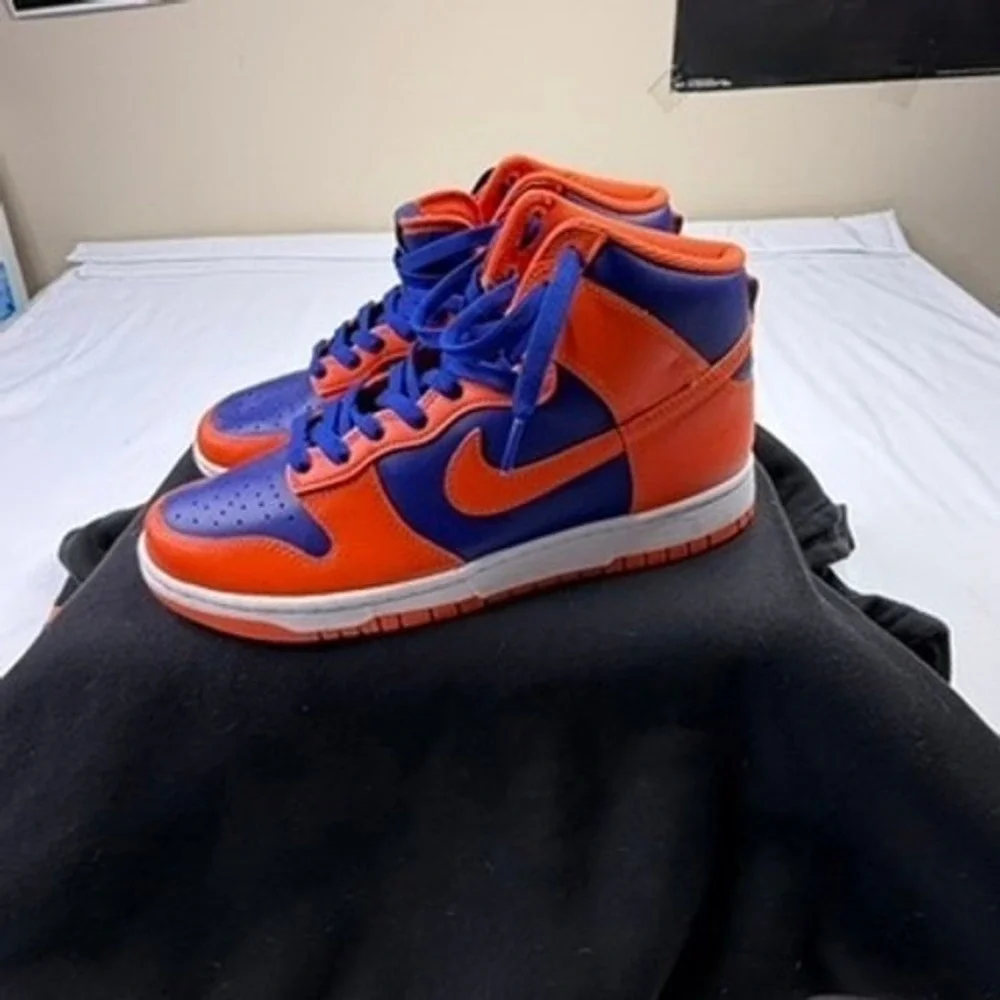 Nike Dunk High Men Orange Blue‎ Leather Sneakers Shoes Size 8